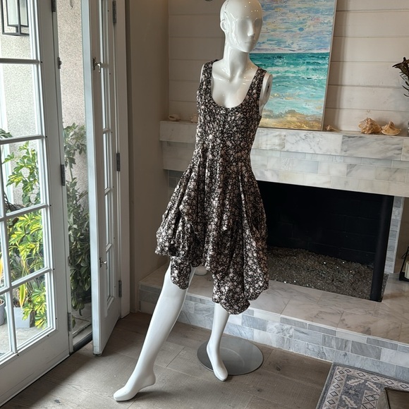 Allsaints x Spitalfields Ditzy Ezra Black Multi Floral Parachute Dress Size 8 - Picture 4 of 16